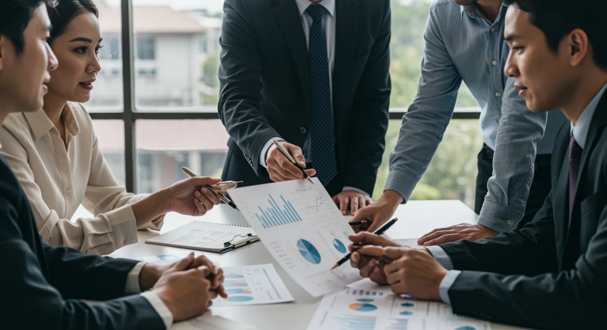 Profesionales españoles analizando estrategias de expansión en mercados emergentes para 2026.