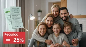 Familia feliz en un hogar cálido con una factura de energía reducida gracias a ayudas estatales