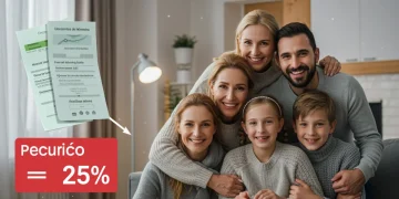 Familia feliz en un hogar cálido con una factura de energía reducida gracias a ayudas estatales