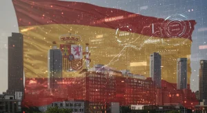 Inversión en startups españolas: 3 sectores clave para 2026 Panorama urbano futurista con elementos tecnológicos que simbolizan la inversión y el crecimiento de startups en España para 2026.