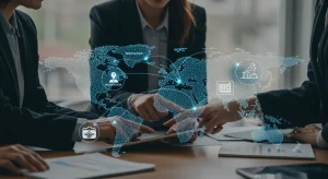 Mapa de Europa con líneas de conexión a España y símbolos de innovación, digitalización y sostenibilidad, representando subvenciones europeas para PYMES en 2026.