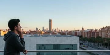 Persona observando el horizonte con optimismo, reflejando el impacto positivo de los beneficios por desempleo actualizados en España.