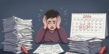 Persona frustrada con solicitudes de ayudas estatales rechazadas en 2026.