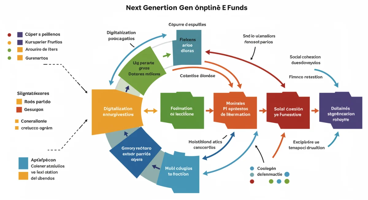 Infografía de los pilares estratégicos de los Fondos Next Generation EU en España
