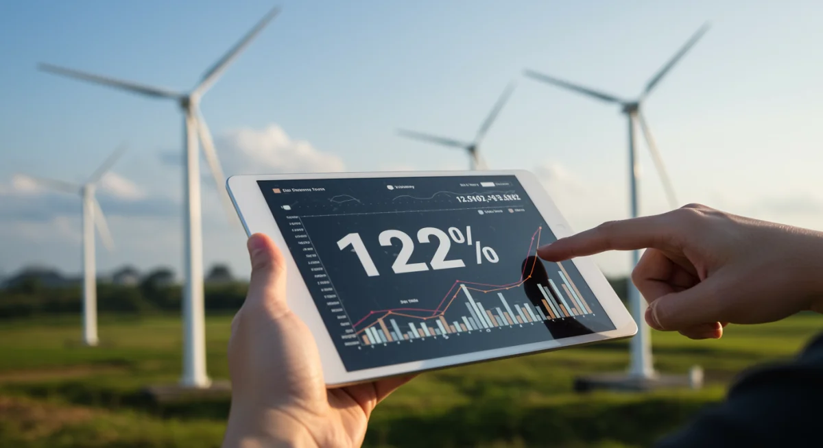 Gráfico financiero mostrando rentabilidad del 12% en inversiones sostenibles