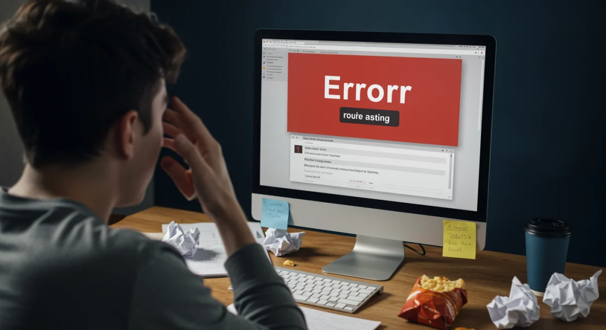 Persona frustrada ante un error en la solicitud online de ayudas estatales