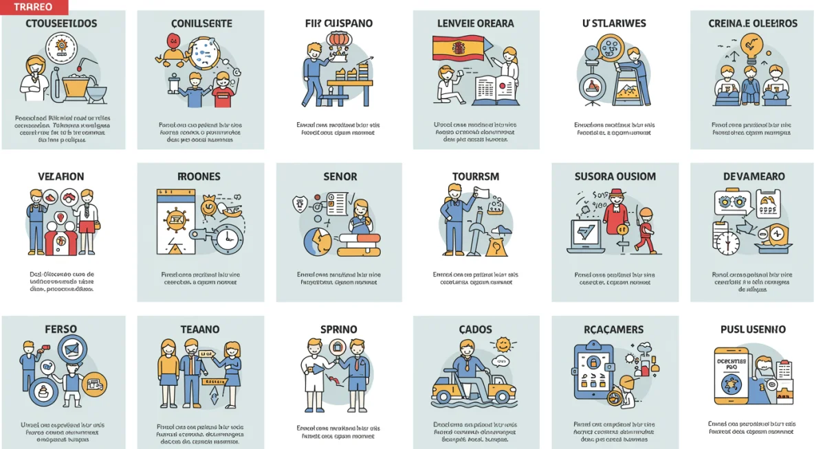 Infografía detallada sobre tipos de ayudas de viaje en España 2026, mostrando programas para jóvenes, mayores y desarrollo rural.