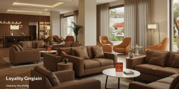 Lujoso vestíbulo de hotel en España, simbolizando los beneficios de lealtad