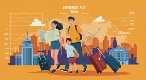 Familia viajando felizmente con ayudas estatales y optimización fiscal 2026