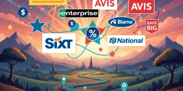 Logos de programas de recompensas de alquiler de coches con descuentos