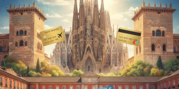 Tarjetas de viajero con iconos turísticos de España para ahorro en 2026
