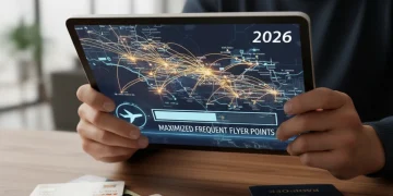 Persona planificando vuelos nacionales con puntos de viajero frecuente en 2026