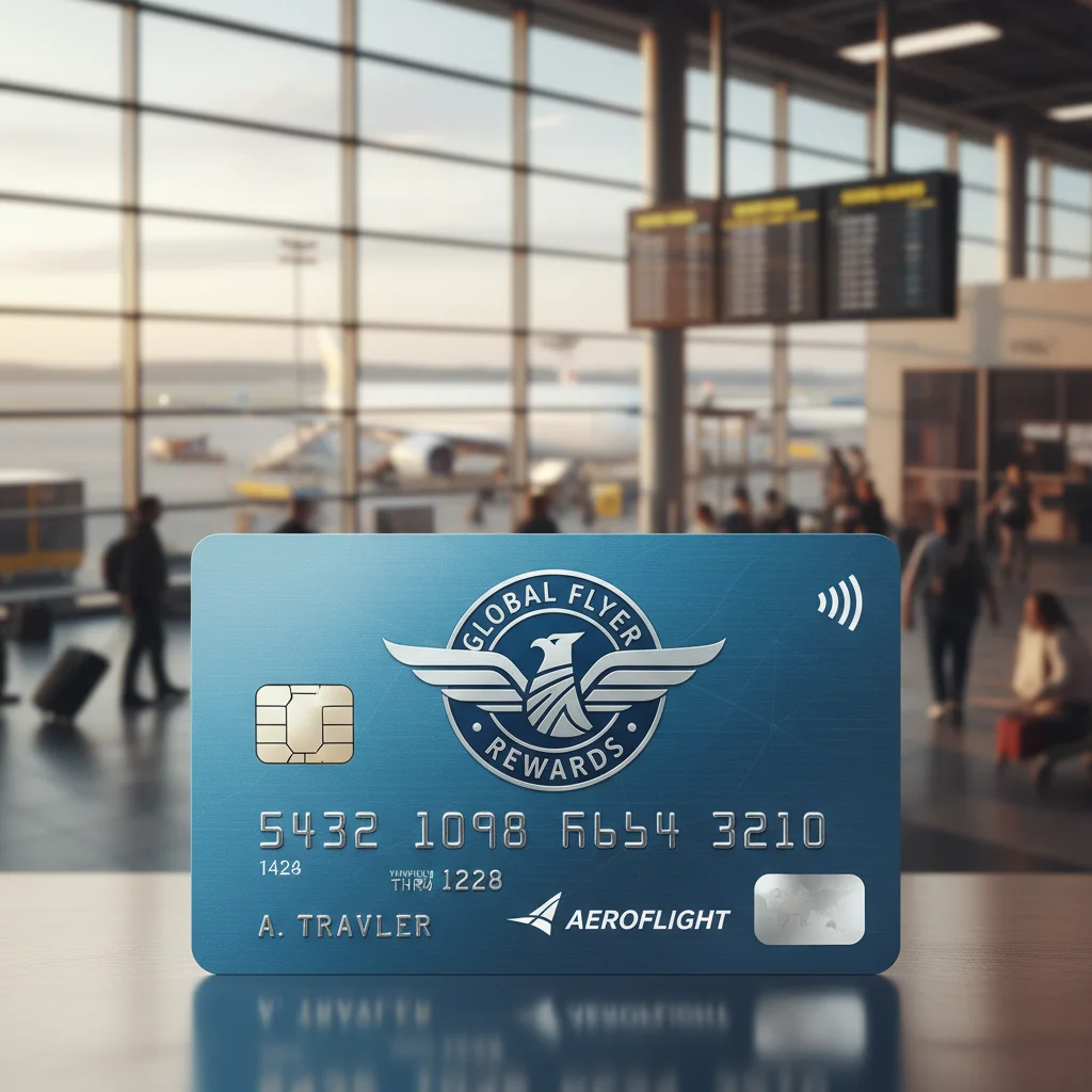 Tarjeta de crédito de programa de lealtad en aeropuerto